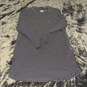Striped Long Sleeve Tunic Top - Navy & White
